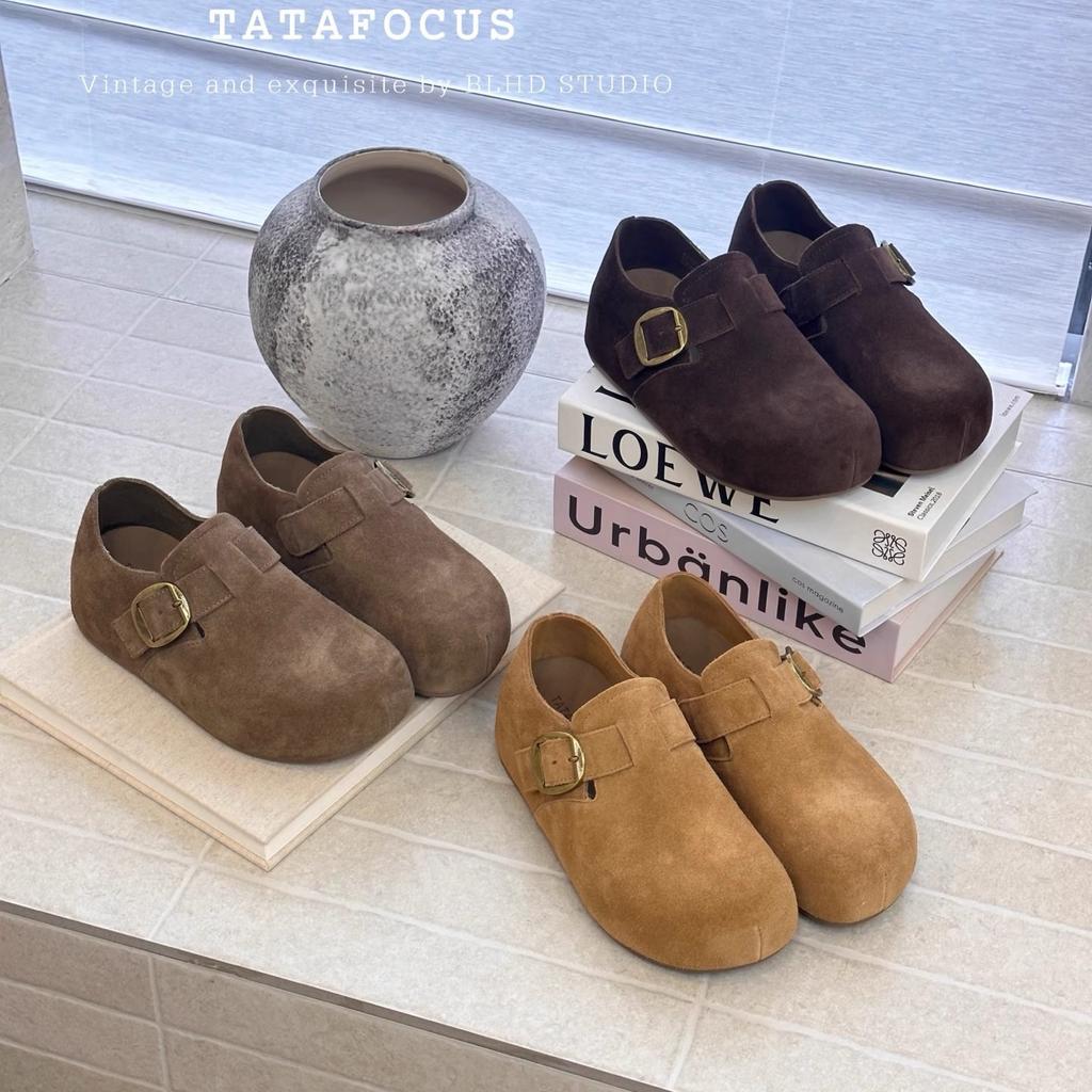 Inner Height-increasing Boken Shoes 2025 Early Autumn New Retro Lazy One-pedal Bag Heel Platform Soft Leather Casual Single Shoes Women