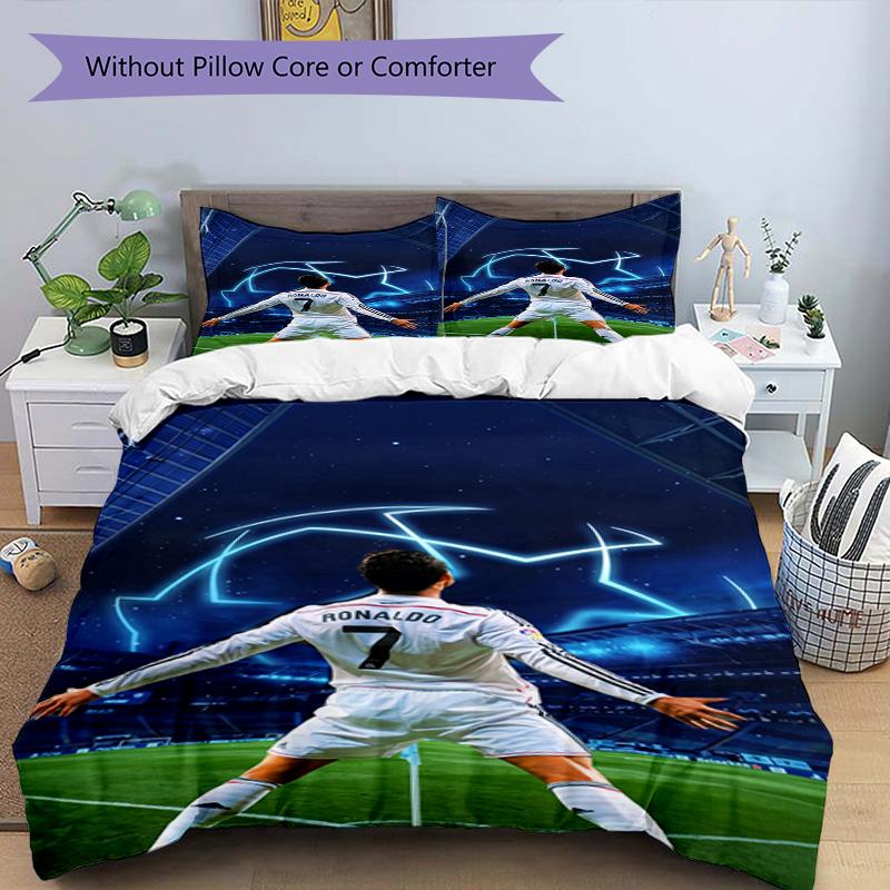 Ronaldo's Juventus Legacy Bedding Set, Breathable Duvet Cover with Pillowcases, Soft Bed Linen for Bedroom Home Decoration, Perfect Festival Birthday