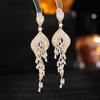925 Silver Needle Summer Trendy Wedding Jewelry Cubic Zirconia Temperament Dangle Earrings Long Flower Tassel Pendant Earring