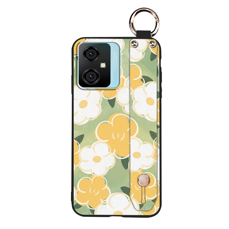 Silicone Flower Phone Case For Blackview Oscal C70 Kickstand Waterproof Dirt-resistant Shockproof Wrist Strap Durable