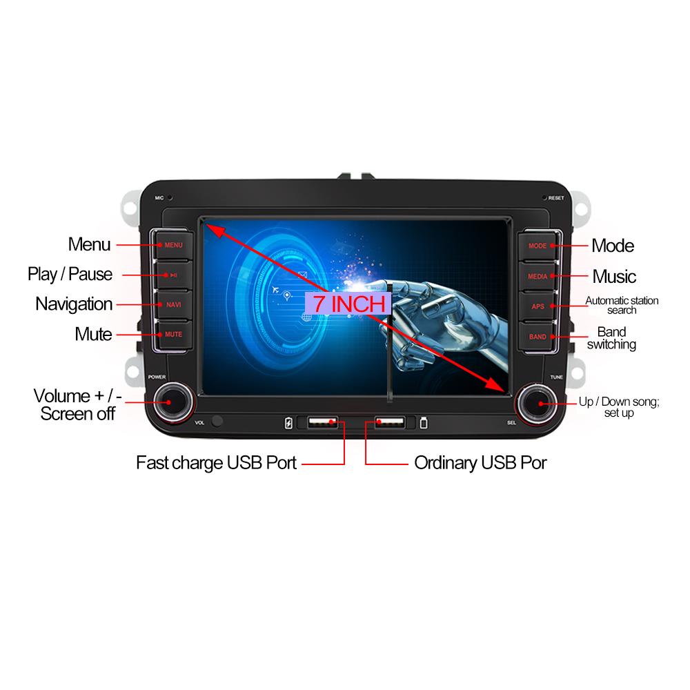2G+32G /1G+32G Android 13 7-дюймовый IPS-экран Беспроводной CarPlay Android Auto Автомагнитола для VW Jetta Седан Passat Tiguan CC Golf Skoda Радио