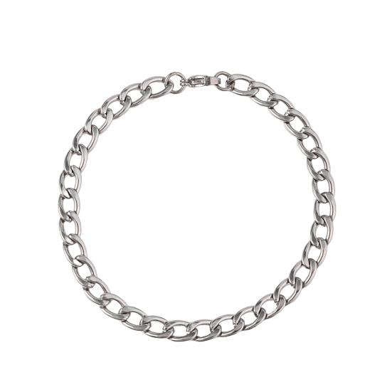 Мужской браслет с толстой полой цепочкой и карабином, однотонная полированная нержавеющая сталь, витая цепочка в стиле панк для уличных клубных вечеринок