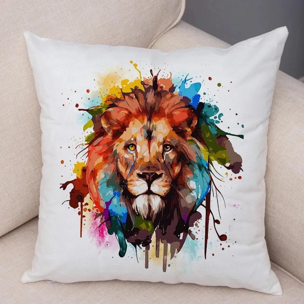 Cartoon Cat Dog Lion Panda Bird Cushion Cover Decor Cute Animal Pillow Case Peach Skin Soft Pillowcase For Children Room Home