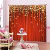 Happy New Year Christmas Tree Red Shiny Light Window Curtains For Kids Bedroom Living Room Bathroom Kicthen Door Hall Home Decor