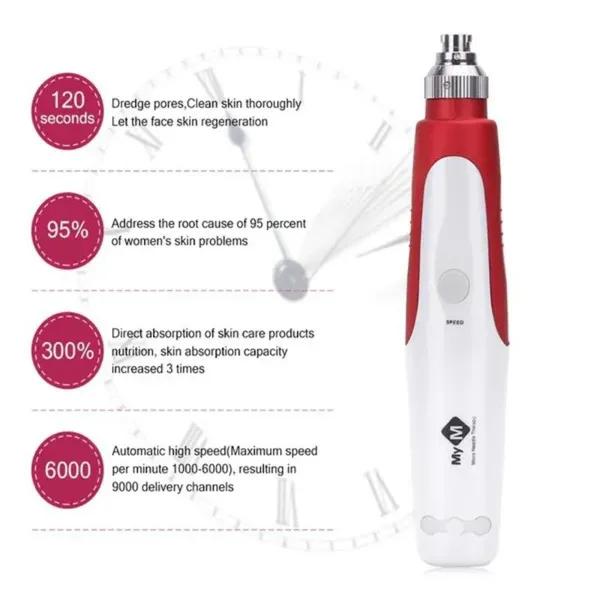 Электрическая ручка Derma Pen, 5 уровней, управление скоростью, 12 контактов, автоматический микроигольчатый ролик, против морщин, отшелушивает, сужает поры, уход за кожей Dr.. Терапия кончиком иглы ручки