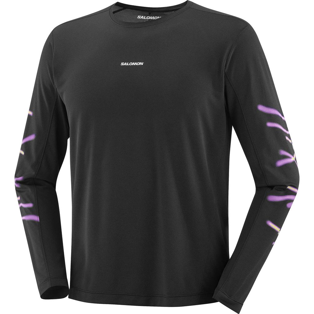 SALOMON Графический Шейкаут Основной Графический Вязаный Поток С Длинным Рукавом Дышащий Быстросохнущий Круглый Вырез Беговая Футболка Мужские Топы C27912