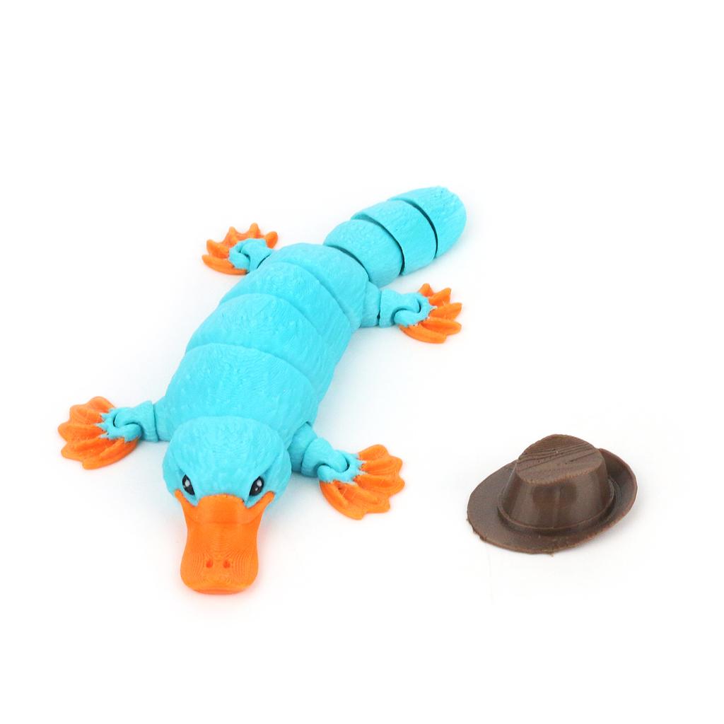 3D Printed Articulated Platypus, Decorative Toy, Can Be Used For Stress Relief, A Great Gift (Including A Hat)
