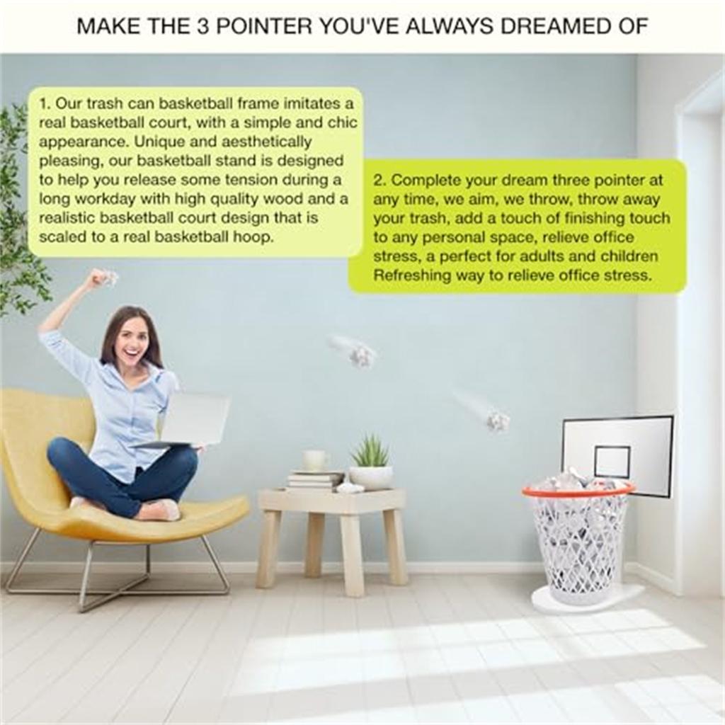 Держатель для мусорного бака для баскетбола, щит для мусорного бака, белый деревянный баскетбольный мусорный бак и держатель для мусорного бака для баскетбола для спальни, офиса, кухни