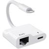 Lightning To Ethernet Adapter 2 In 1 Lightning To Rj45 Lan Network Adapter with Charging Port for Iphone Ipad Network Converter