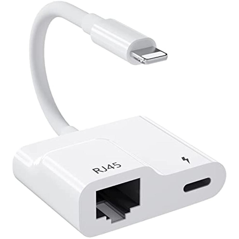 Lightning To Ethernet Adapter 2 In 1 Lightning To Rj45 Lan Network Adapter with Charging Port for Iphone Ipad Network Converter