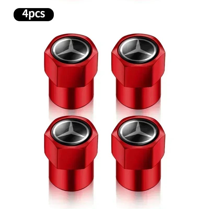 4pcs Car Wheel Tire Valve Caps Tyre Stem Covers Airdust Waterproof for Mercedes Benz W211 W204 W210 W203 CLA GLA Accessories p4