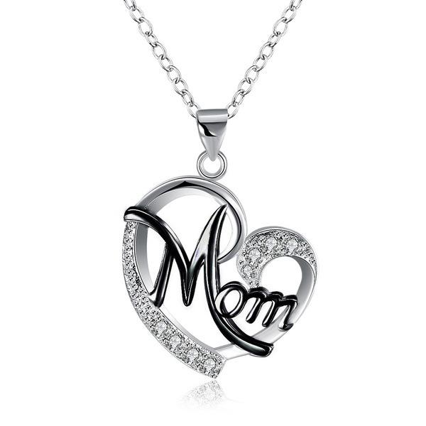 Women'S Necklace (Including Chain) Mom Color Separation Heart-Shaped Diamond, Mother'S Day Gift