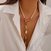 Geometric Pearl and Alloy Cross Chain Necklace: Simple, Versatile European-American Fashion