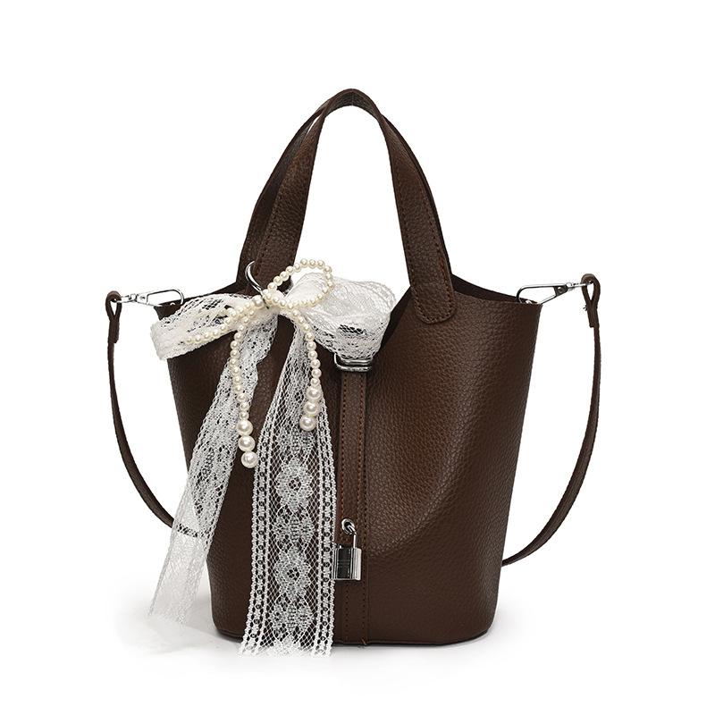 Простой темперамент узор личи портативная сумка-ведро повседневная легкая роскошь однотонная высококлассная сумка-мессенджер сумка женская