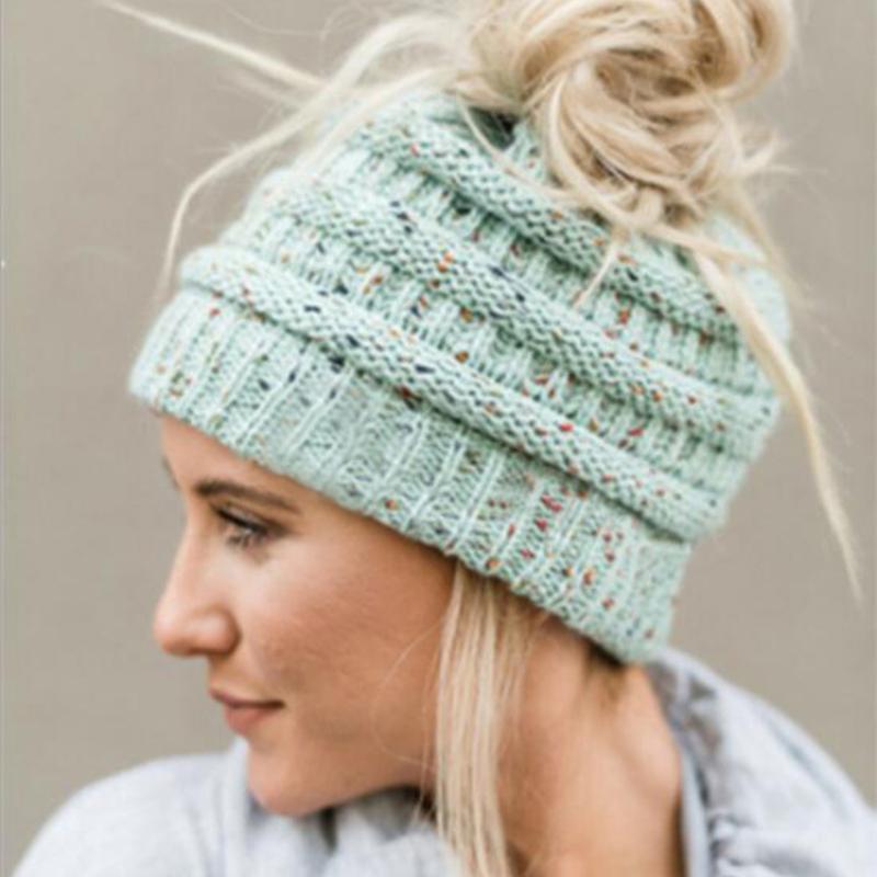 Women's Trendy Autumn and Winter Warm Hat Ladies Fashion Outdoor Knitted Woolen Pullover Hat