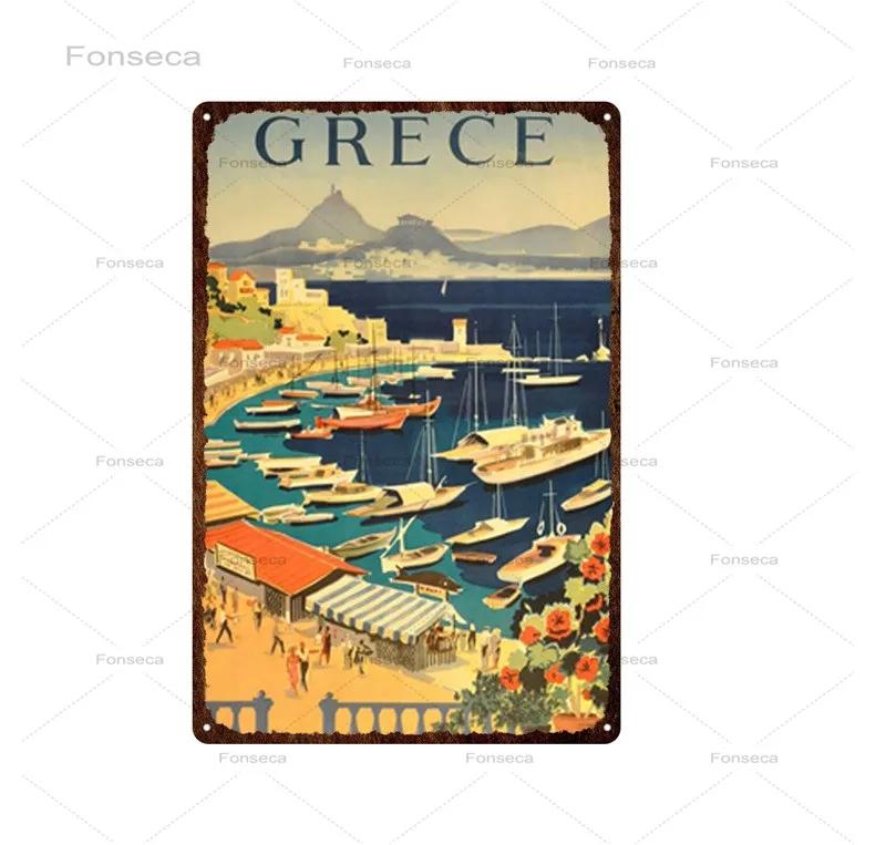 Paris Roma City Metal Sign Vintage Metal Plaque Travel Plates Decor For Bar Home Wall Decor Tin Sign Landscape Poster