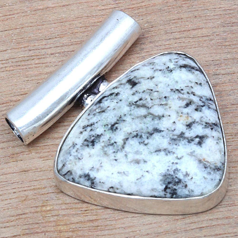 Necklace K2 Jasper Gemstone Handmade Antique Silver Jewelry 1.25"