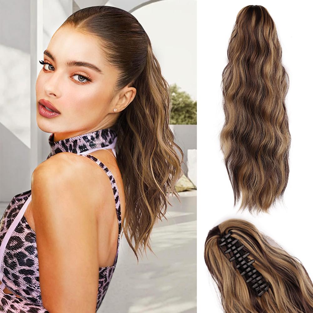 Синтетический длинный конский хвост волнистый кудрявый конский хвост накладные волосы коготь клип в конский хвост завязка конский хвост для женщин
