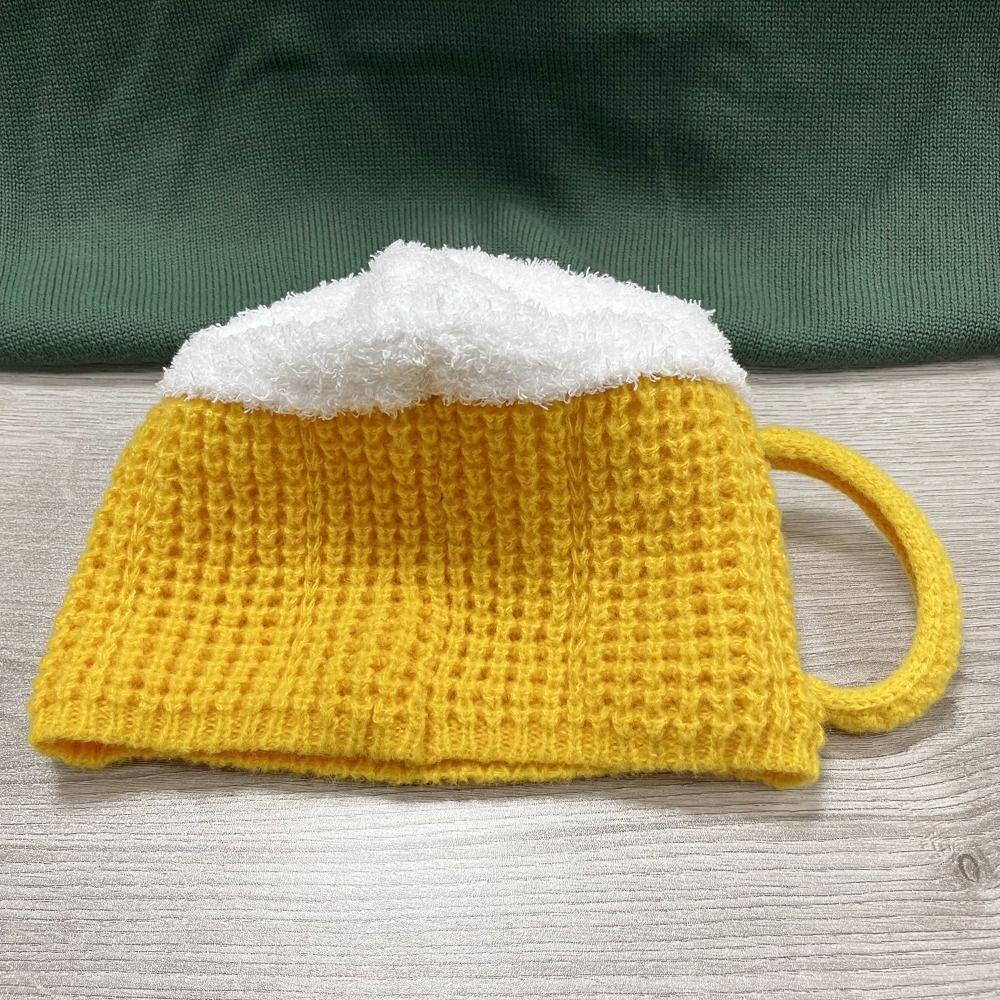 Creative 3D Beer Cup Hat Knitted Beer Cup Gloves Funny Beer Lovers Hairline Cap  Party