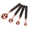 4Pcs Set Stainless Steel Measuring Spoon Set Rose Gold with Wood Handle Bakeware