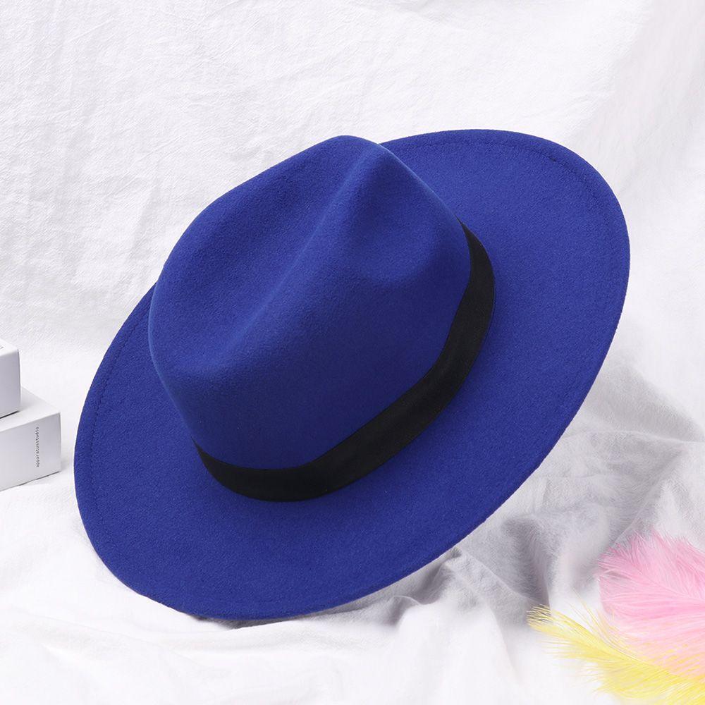 Winter Autumn Vintage Stage Performance Wide Brim Woolen Cowboy Hat Panama Fedora Hat Jazz Cap