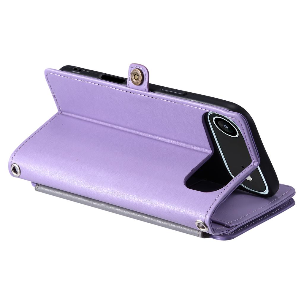 For iPhone 17 Air Case TPU+PU Leather Wallet Phone Cover with Wrist Strap