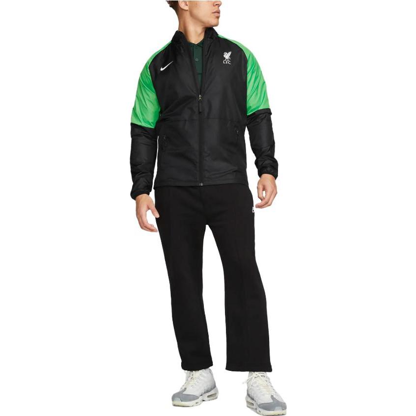 Nike Liverpool Fc Repel Academy Awf Color Block Logo Print Long Sleeve Retro Sports Jacket Men Jackets Black DV4716-010