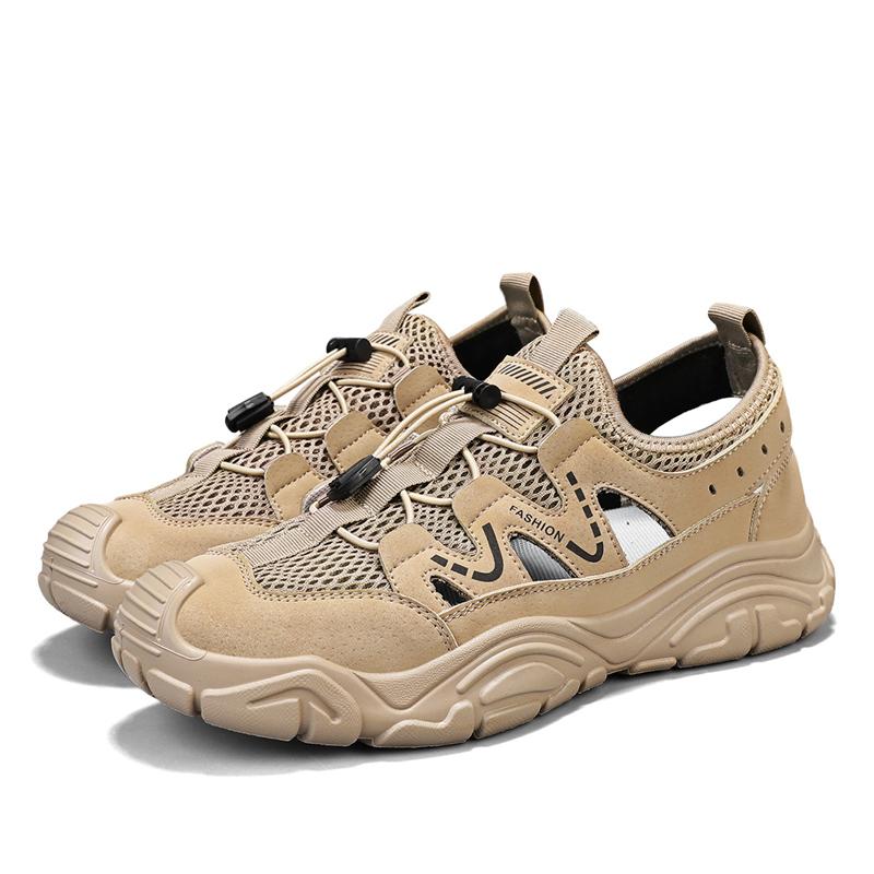 Модные Удобные Повседневные Мужские Водные Туфли Летний Тренд Уличные Прогулочные Мягкая Подошва Дышащие Пляжные Туфли Материал Сетка Туристические Туфли