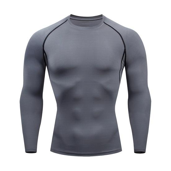 Мужской спортивный топ 3D Slim Fit Высокая эластичность Круглый вырез Быстросохнущий Длинные рукава Slim Fit Компрессионная футболка для коррекции фигуры Тренажерный зал Бег Баскетбол Футболка