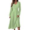 Women's  And Winter Casual Fashion V-neck Long Sleeve Solid Color Long Dress