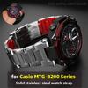 MTG B2000 Запасной Ремешок Браслет для Casio G-SHOCK Серии MTG-B2000 316L Сплошная Нержавеющая Сталь Красное Нижнее Часовое Полотно