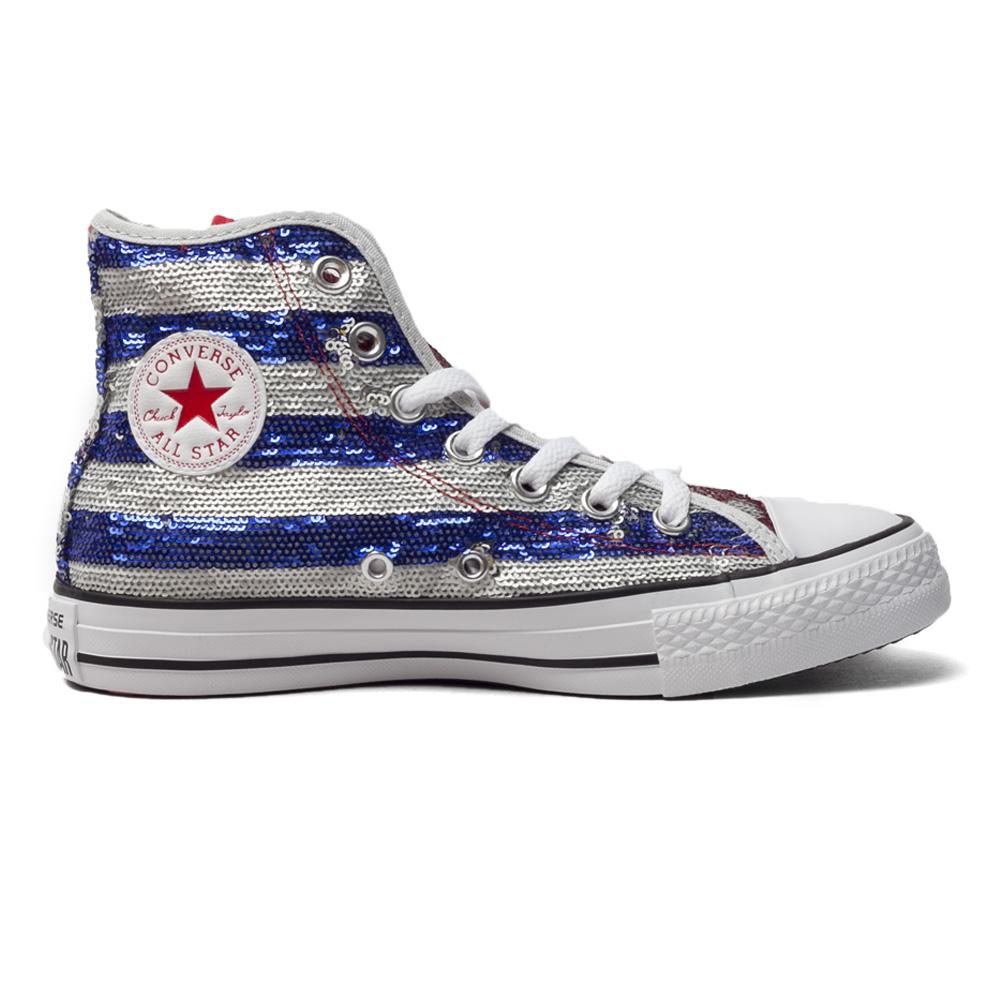 Converse CHUCK TAYLOR Устойчивые к скольжению Устойчивые к истиранию Высокие Кеды для скейтборда Женские Синий Красный 549638C