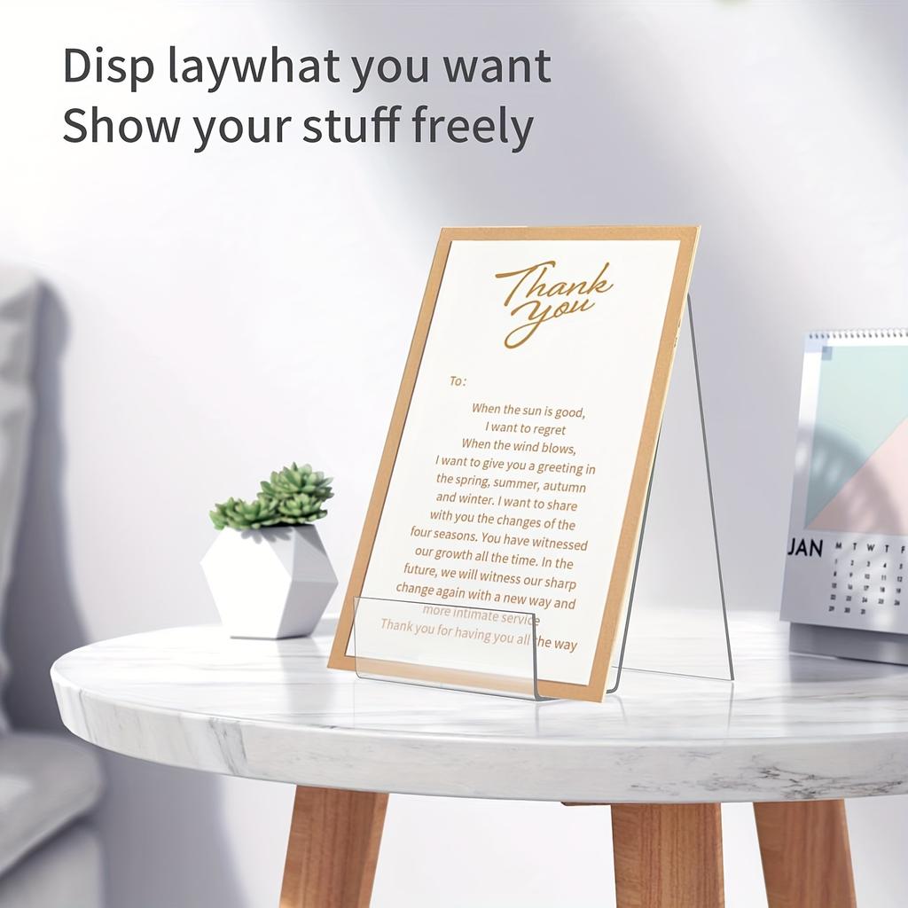 Clear Acrylic Easel Display Stands | Transparent Angled Shelf Design for Versatile Home or Office Decor - Tablets, Albums