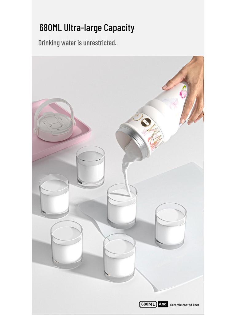 Большая цветочная термокружка из нержавеющей стали для путешествий - Идеально подходит для автомобиля и кофе