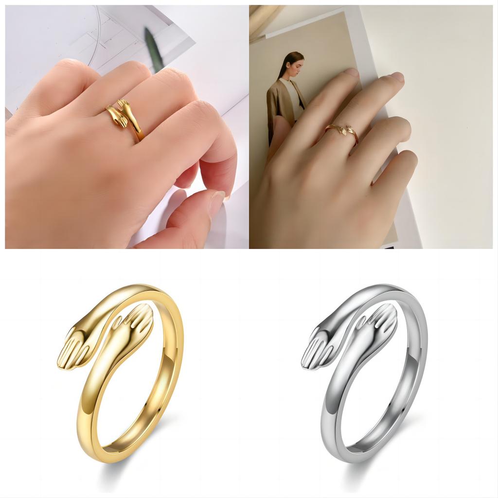 Fashionable Simple Hug Open Ring Can Be Engraved Couple Solid Color Fashion Personality Ring Stainless Steel Gift
