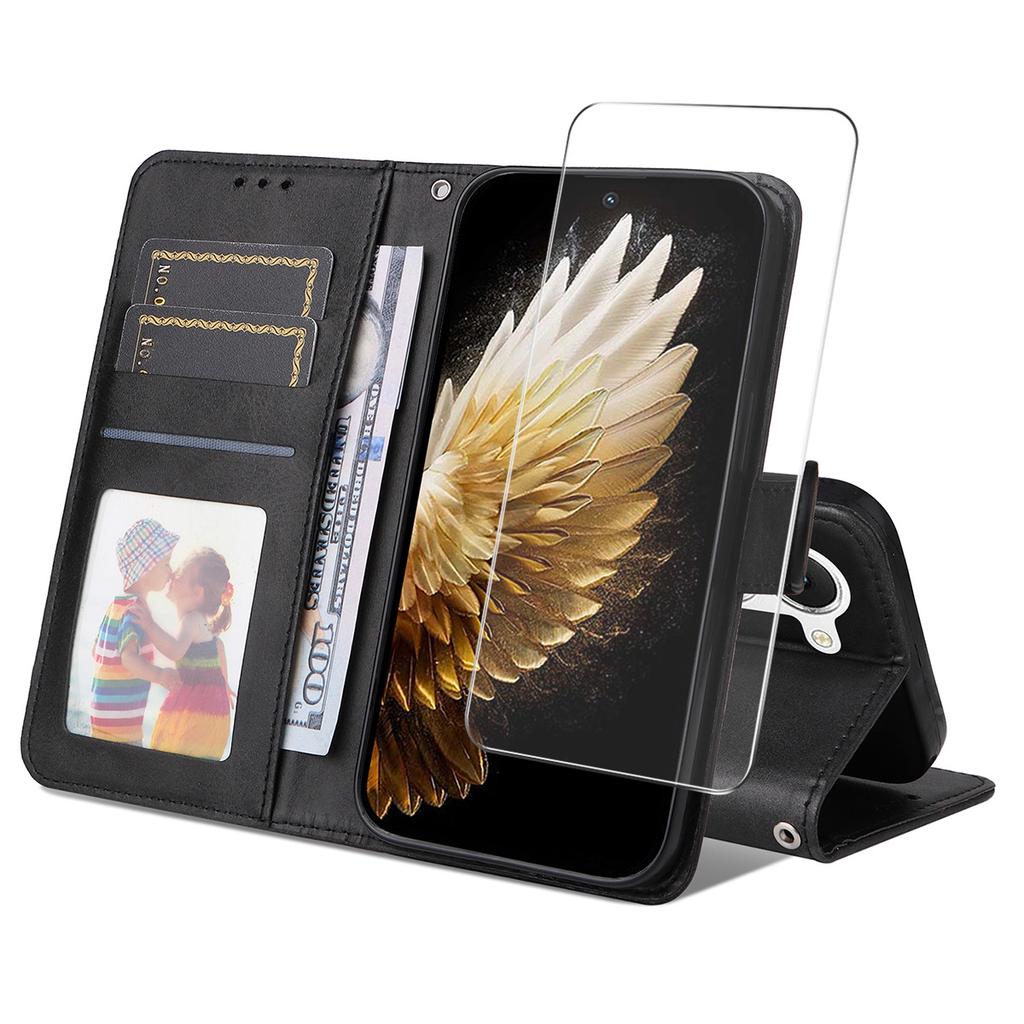 For TECNO Spark 40 Pro 4G PU Leather Wallet Case Phone Stand Cover with Tempered Glass