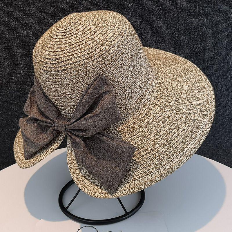 Bowknot Bucket Hat Casual Stylish Sun Protection Fisherman Cap Straw Beach Hats for Women