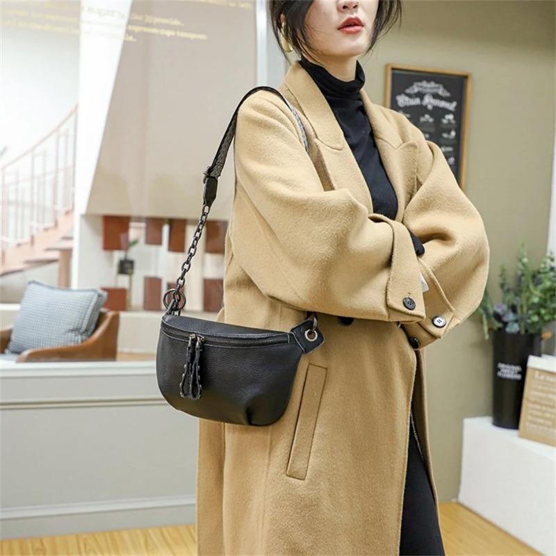 Genuine Leather Moon Chest Bag for Women Luxury Brand Crossbody Sac Female Soft Cowhide Shoulder Messenger Bags Waist Packs Hot