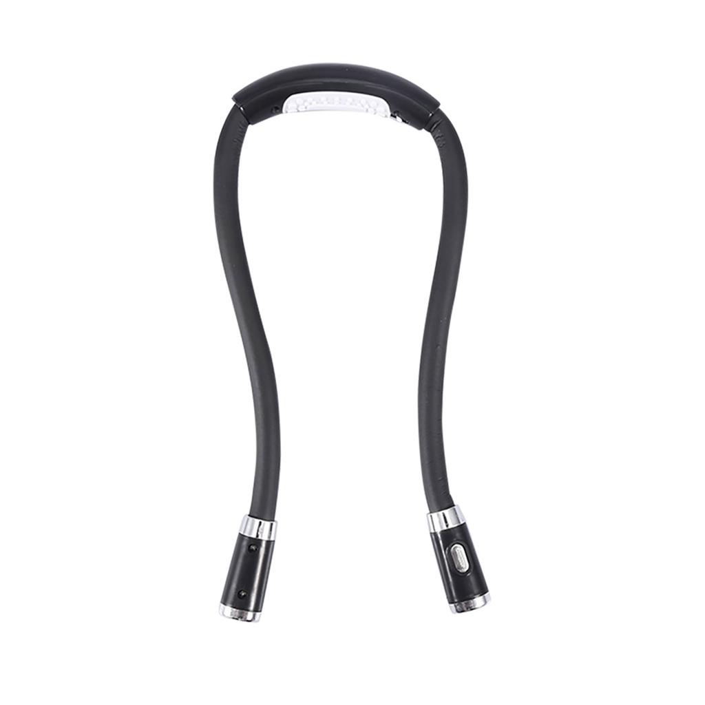 Flexible Neck Hanging Hug LED Light Hands Free Adjustable Bendable Lamp Night Reading (Black)
