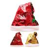 Christmas Sequin Hat for Adults Solid Color Sparkle Santa Cap with Bow Party Christmas Home Decor