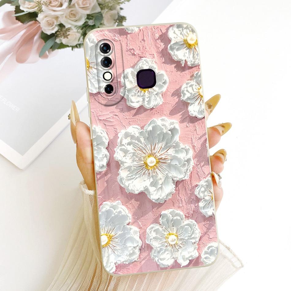 For Infinix Hot 8 / Hot 8 Lite X650 X650C X650B X650D Cute Cat Flower Cartoon Phone Case Shockproof Soft Silicone Covers Bumpers
