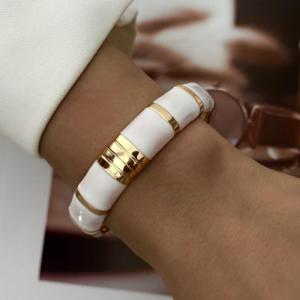 Enamel Dripping Oil Enamel Cuff Bracelet Geometric Shape Exaggerated Bangle Party Occasion