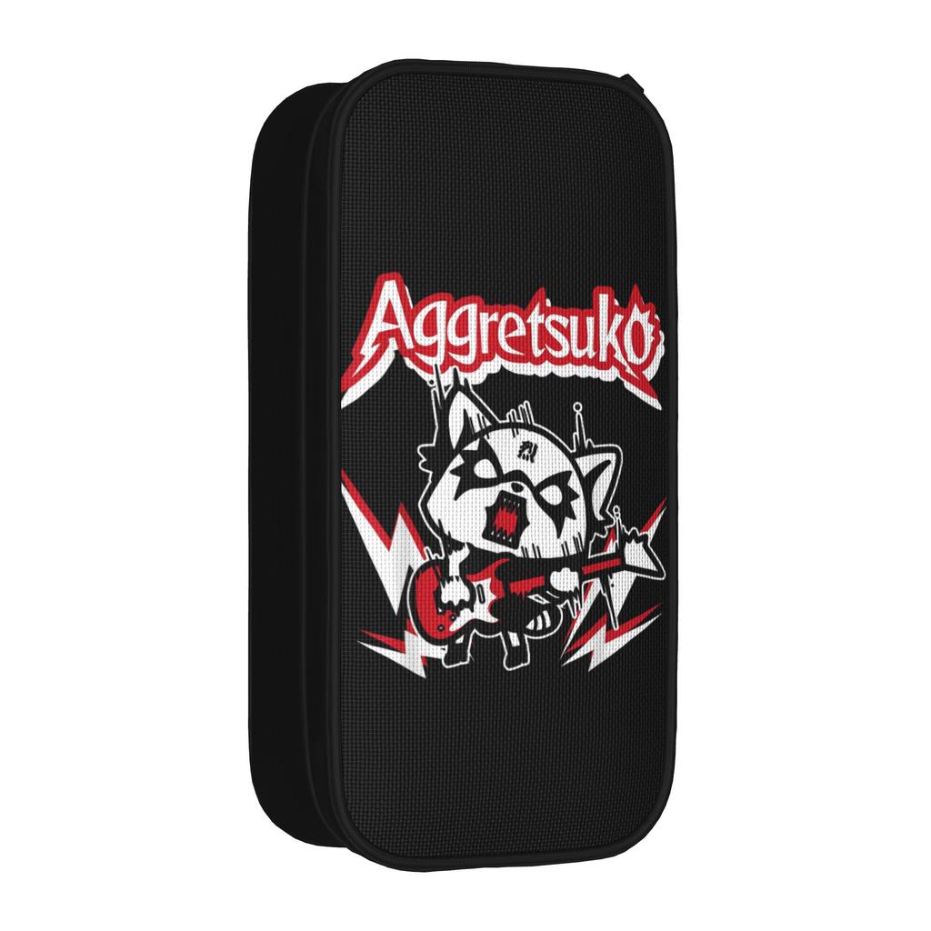 Aggretsuko Rocker Rage Pencil Case Fun Bag Girl Boy Large Storage School Supplies Gifts Pencilcases