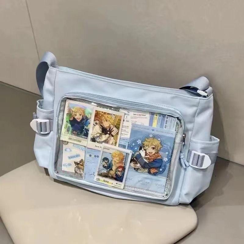 Nylon Transparent Crossbody Bag With Zipper Closure For Daily Use And School Commuting