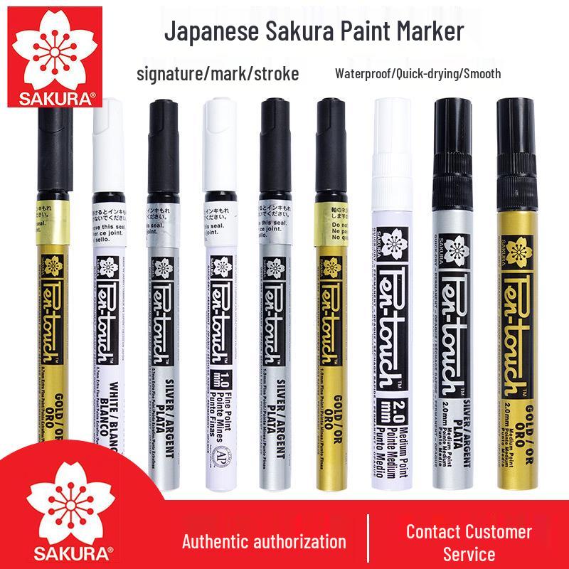 Набор ручек-красок на масляной основе Japan Sakura золотого и белого цвета для рисования и искусства на черном картоне