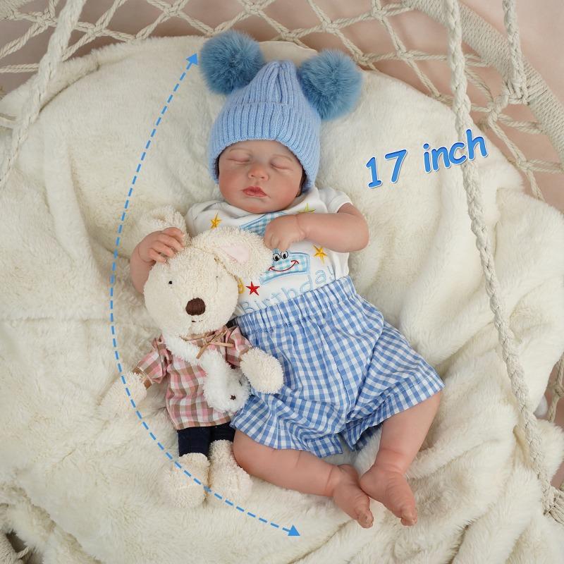 45 Cm Cloth Body Reborn Toddler Dolls LouLou Cute Lifelike Sleeping Newborn Babies Doll for Boy Hand Draw Hair Simulation Dolls Children's Day Present
