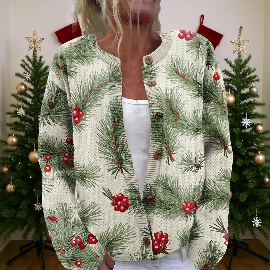 Женский рождественский свитер Милый забавный рождественский свитер Осень и зима Свитер с длинным рукавом вязаный