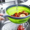 Fruit Foldable with Handle Collapsible Silicone Drainer Colander Dish Draining Basket Strainer