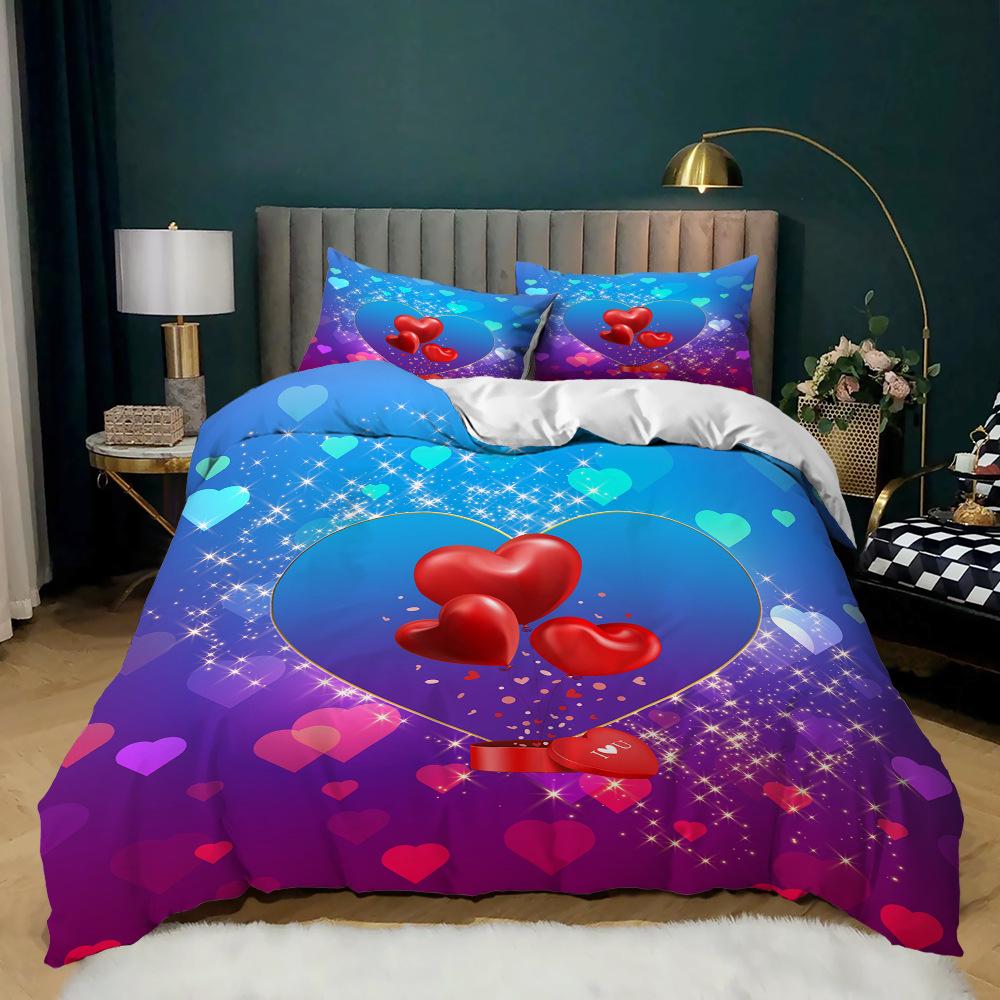Комплект постельного белья Love Heart Duvet Cover Set King Queen Twin Size Romance Wedding Heart Shaped SoulMate Polyester Bed Set для женщин и пар