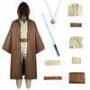 Halloween Cosplay Jedi Costume for Halloween Cape and Robe Cool Brown and Black Cape Set with Lightsaber and Luxury 5 Sizes Event School Cultural